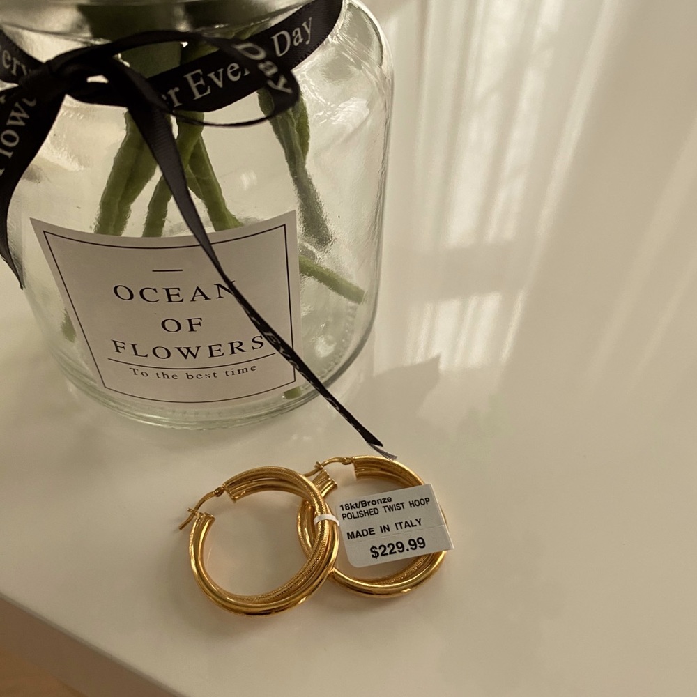 Bronze 18kt gold twist hoop earrings